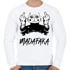 PRINTFASHION Madafaka - macska világos alaphoz - Férfi pulóver - Fehér férfi pulóver, kardigán