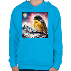 PRINTFASHION Madár - Gyerek kapucnis pulóver - Azúrkék