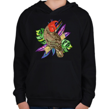 PRINTFASHION Madár  - Gyerek kapucnis pulóver - Fekete gyerek pulóver, kardigán