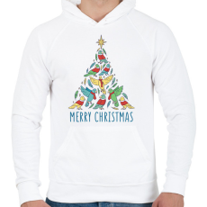 PRINTFASHION Madár karácsonyfa - Férfi kapucnis pulóver - Fehér
