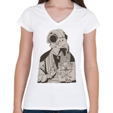 PRINTFASHION Madár koponya - Női V-nyakú póló - Fehér