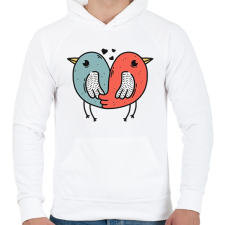 PRINTFASHION Madár szerelem - Férfi kapucnis pulóver - Fehér férfi pulóver, kardigán