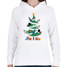 PRINTFASHION Madaras karácsonyfa - Női kapucnis pulóver - Fehér