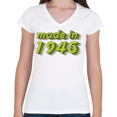 PRINTFASHION made-in-1945-green-grey - Női V-nyakú póló - Fehér