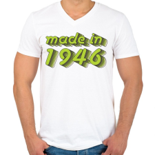 PRINTFASHION made-in-1946-green-grey - Férfi V-nyakú póló - Fehér férfi póló