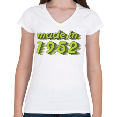 PRINTFASHION made-in-1952-green-grey - Női V-nyakú póló - Fehér