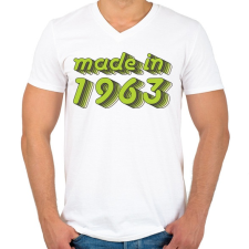 PRINTFASHION made-in-1963-green-grey - Férfi V-nyakú póló - Fehér férfi póló