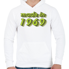 PRINTFASHION made-in-1969-green-grey - Férfi kapucnis pulóver - Fehér