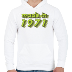 PRINTFASHION made-in-1971-green-grey - Férfi kapucnis pulóver - Fehér