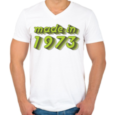 PRINTFASHION made-in-1973-green-grey - Férfi V-nyakú póló - Fehér