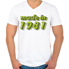 PRINTFASHION made-in-1981-green-grey - Férfi V-nyakú póló - Fehér férfi póló