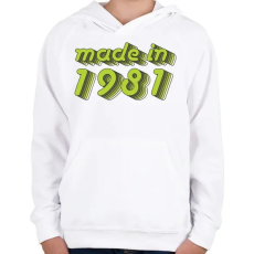 PRINTFASHION made-in-1981-green-grey - Gyerek kapucnis pulóver - Fehér