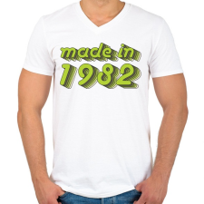 PRINTFASHION made-in-1982-green-grey - Férfi V-nyakú póló - Fehér férfi póló