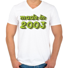 PRINTFASHION made-in-2003-green-grey - Férfi V-nyakú póló - Fehér férfi póló