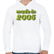 PRINTFASHION made-in-2005-green-grey - Férfi kapucnis pulóver - Fehér