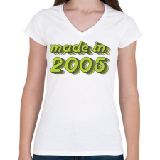 PRINTFASHION made-in-2005-green-grey - Női V-nyakú póló - Fehér női póló