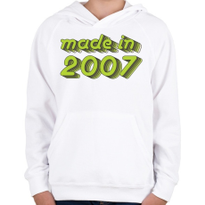 PRINTFASHION made-in-2007-green-grey - Gyerek kapucnis pulóver - Fehér
