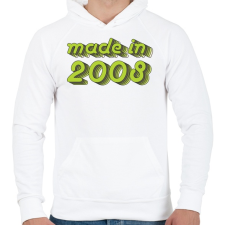 PRINTFASHION made-in-2008-green-grey - Férfi kapucnis pulóver - Fehér férfi pulóver, kardigán