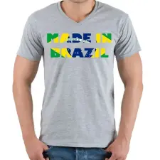PRINTFASHION Made in Brazil - Férfi V-nyakú póló - Sport szürke férfi póló