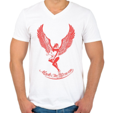 PRINTFASHION Made in heaven - Férfi V-nyakú póló - Fehér férfi póló