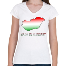 PRINTFASHION Made In Hungary - Női V-nyakú póló - Fehér