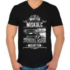 PRINTFASHION Maffia Miskolc - Férfi V-nyakú póló - Fekete férfi póló