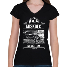 PRINTFASHION Maffia Miskolc - Női V-nyakú póló - Fekete női póló