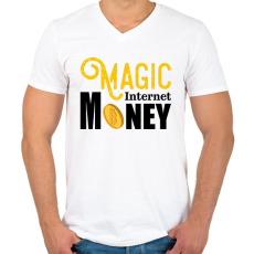 PRINTFASHION Magic-internet-money - Férfi V-nyakú póló - Fehér