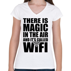 PRINTFASHION Magic WiFi - Női V-nyakú póló - Fehér