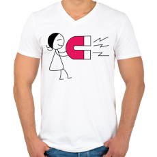 PRINTFASHION Mágneses vonzás - Női - Férfi V-nyakú póló - Fehér