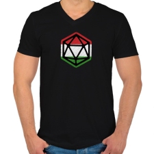 PRINTFASHION Magyar D20 - Férfi V-nyakú póló - Fekete férfi póló