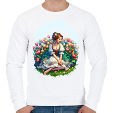 PRINTFASHION Magyar lány tulipánok közt - Férfi pulóver - Fehér férfi pulóver, kardigán
