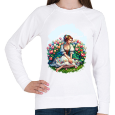 PRINTFASHION Magyar lány tulipánok közt - Női pulóver - Fehér női pulóver, kardigán