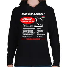 PRINTFASHION Magyar Nagydij 2023 - Női kapucnis pulóver - Fekete női pulóver, kardigán