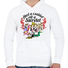 PRINTFASHION magyar népmese család - Férfi kapucnis pulóver - Fehér férfi pulóver, kardigán