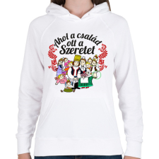 PRINTFASHION magyar népmese család - Női kapucnis pulóver - Fehér női pulóver, kardigán