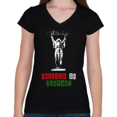 PRINTFASHION magyar szabadság - Női V-nyakú póló - Fekete