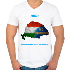 PRINTFASHION magyar székely mintázat névre szóló  - Férfi V-nyakú póló - Fehér férfi póló