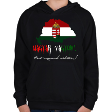 PRINTFASHION magyar vagyok 2 - Gyerek kapucnis pulóver - Fekete gyerek pulóver, kardigán