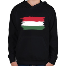 PRINTFASHION Magyar Zászló szurkolóknak - Gyerek kapucnis pulóver - Fekete gyerek pulóver, kardigán