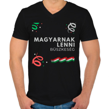 PRINTFASHION Magyarnak lenni - Férfi V-nyakú póló - Fekete férfi póló