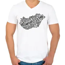 PRINTFASHION Magyarország - Férfi V-nyakú póló - Fehér férfi póló