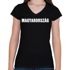 PRINTFASHION MAGYARORSZÁG - Női V-nyakú póló - Fekete