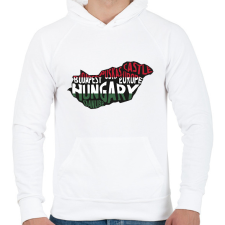 PRINTFASHION Magyarország szavak póló - Férfi kapucnis pulóver - Fehér férfi pulóver, kardigán