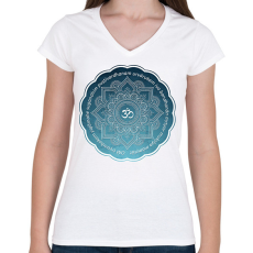 PRINTFASHION Maha Mrityunjaya Mantra - Női V-nyakú póló - Fehér