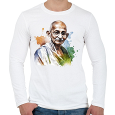 PRINTFASHION Mahatma Gandhi - Férfi hosszú ujjú póló - Fehér