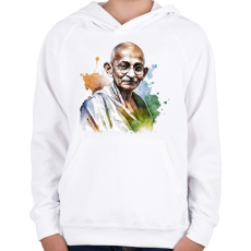 PRINTFASHION Mahatma Gandhi - Gyerek kapucnis pulóver - Fehér