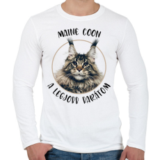 PRINTFASHION Maine Coon - Legjobb barát - Férfi hosszú ujjú póló - Fehér