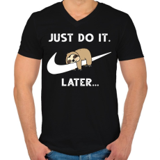 PRINTFASHION Majd később!!! - Férfi V-nyakú póló - Fekete
