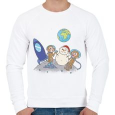 PRINTFASHION Majmok a holdon - Férfi pulóver - Fehér